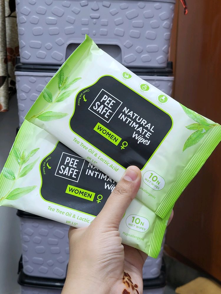 Pee Safe Natural Intimate Wipes Pack Of 2