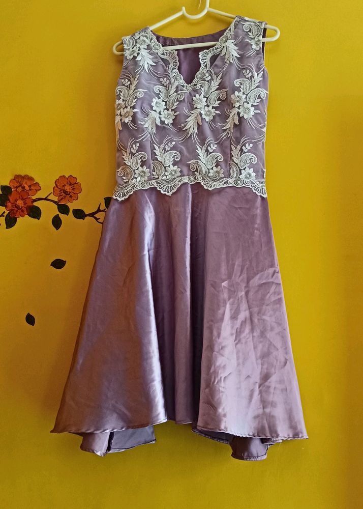 Party Wear Purple Silk Dress