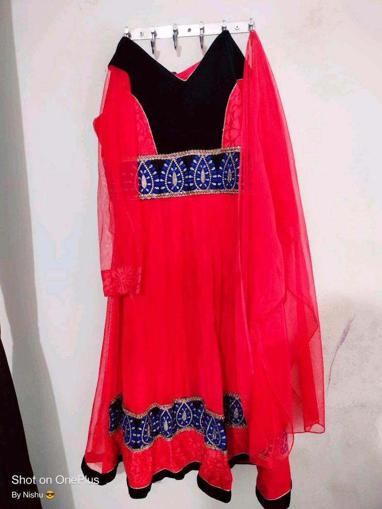 Orange Anarkali Kurta With Dupatta 😍