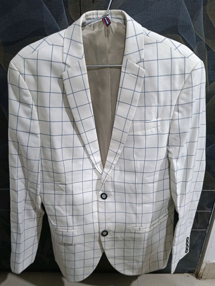 White Checked Blackberry Blazer