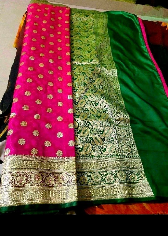 Beautiful Rani pink silk saree