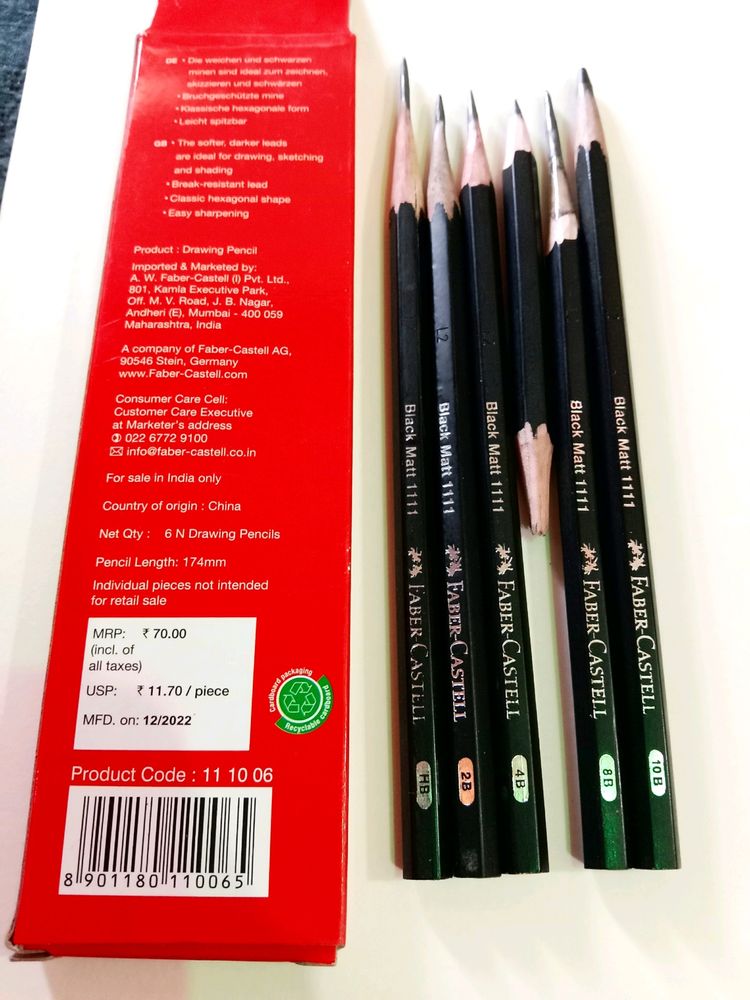 Sketch Pencils HB,2B,4B,6B,8B,10B