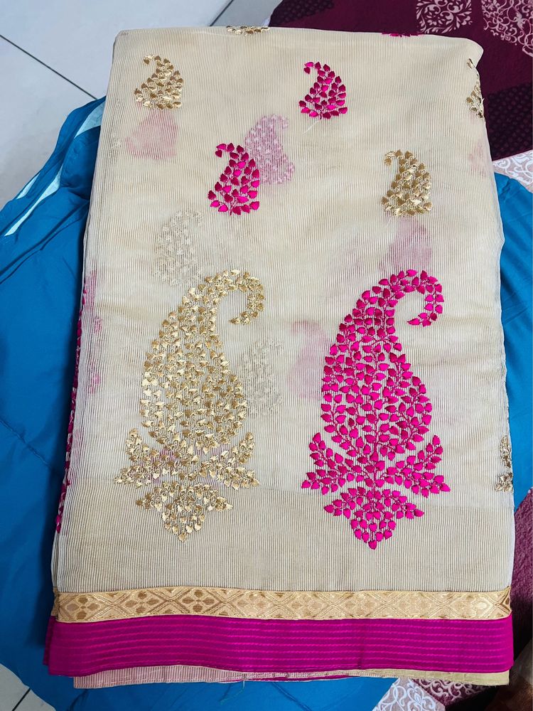 Super Net Handmade Embroidery All over Saree