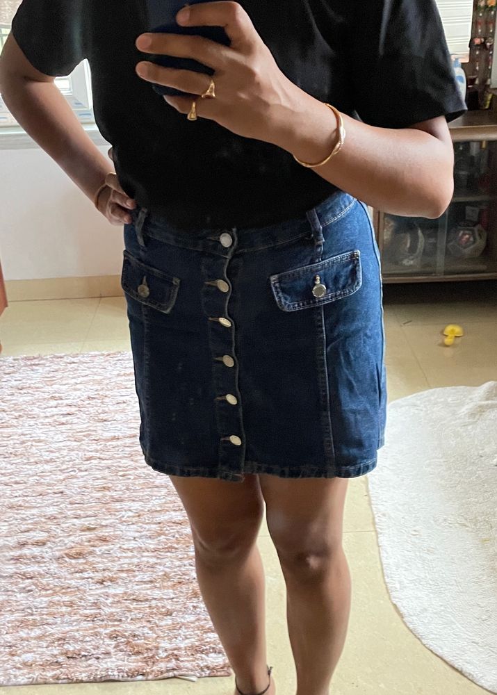 Front Bottom Denim Skirt