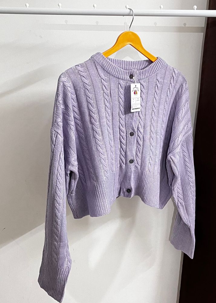 Lavender Oversized Crop Cardigan