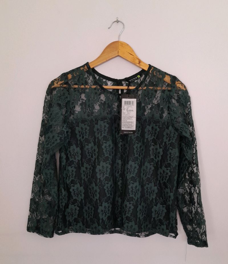 Tokio Talkies Dark Green Lace Top (Women's)