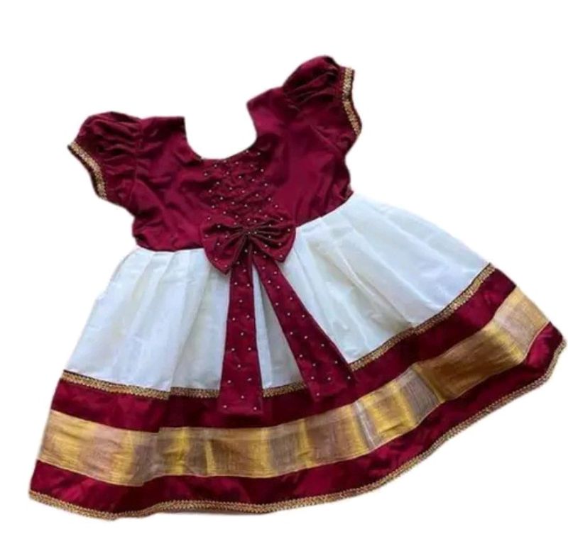 Baby Girls White And Red Combination Frock