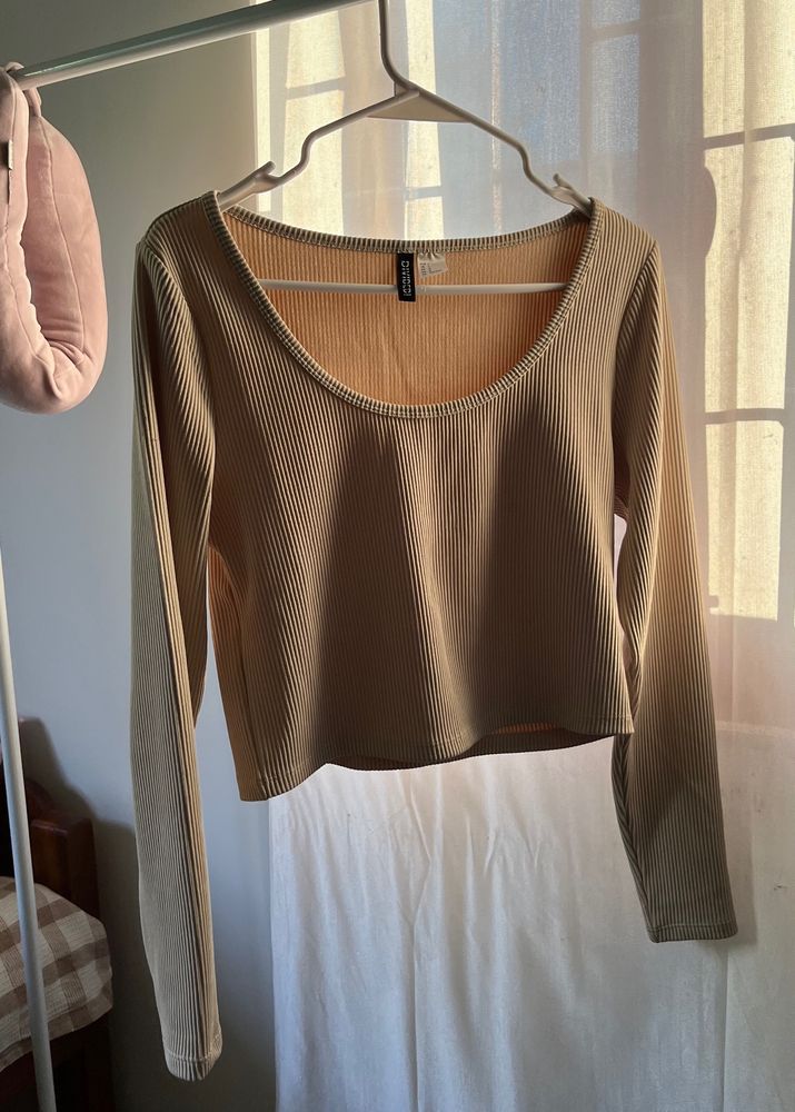 H&M Ribbed Top (Beige)