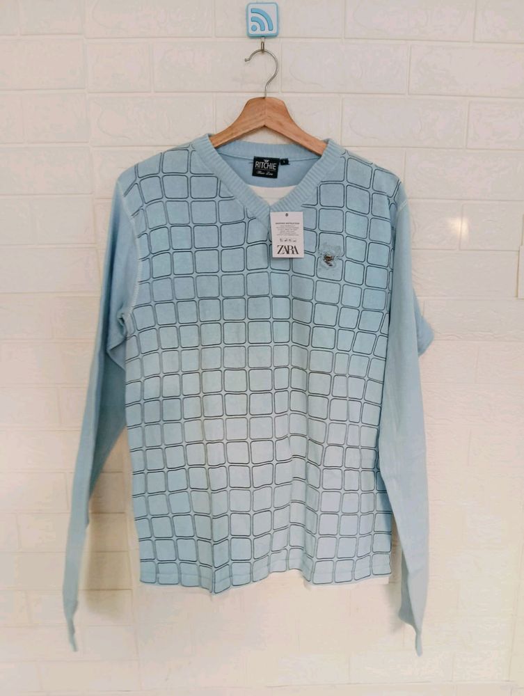 Sky Blue Mens Sweater