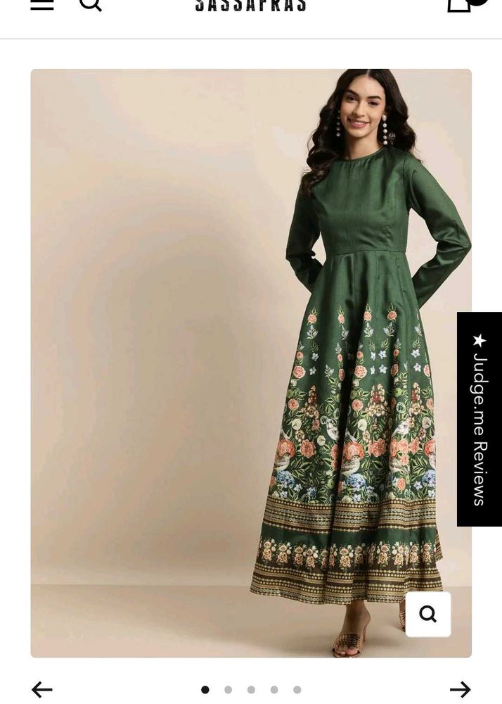 Sassafras Green Floral Anarkali Maxi Dress