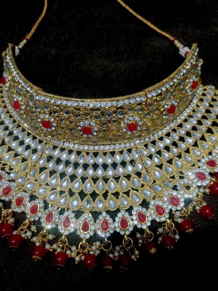 Heavy Neckpiece Jhumki N Mangteeka