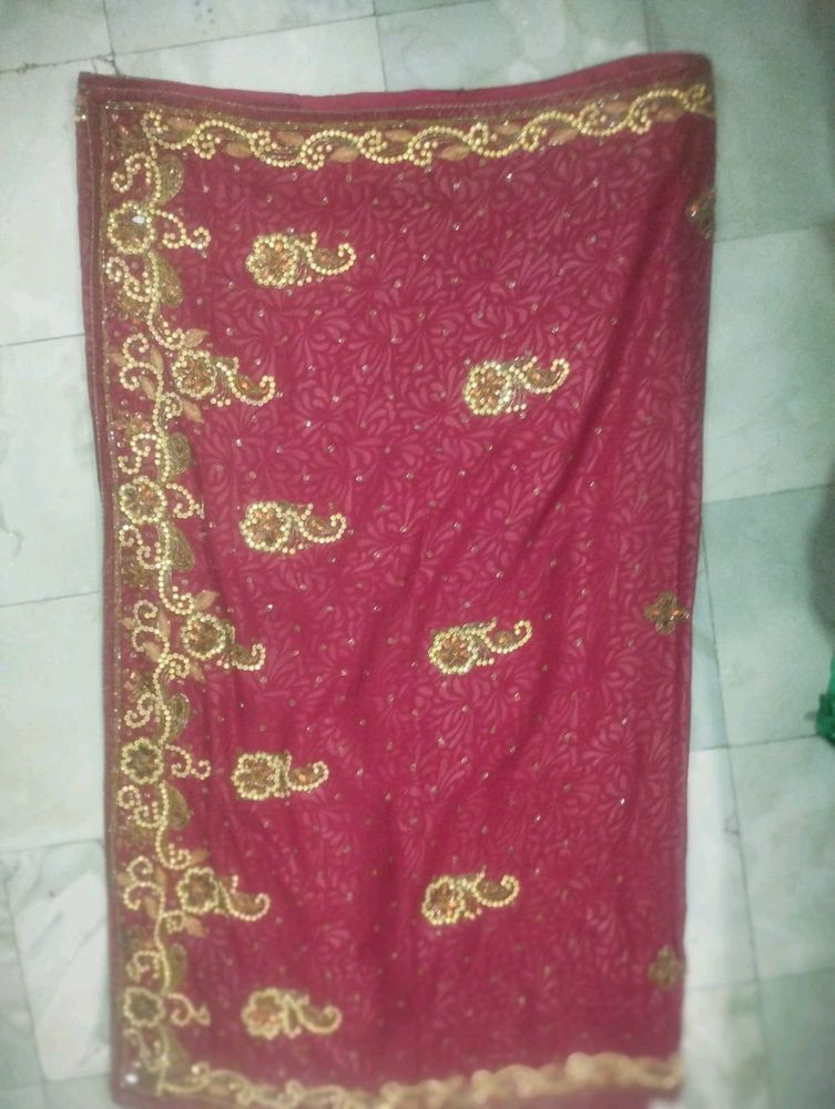 Marron Coloured Saree With Full Of Work Design 🥰