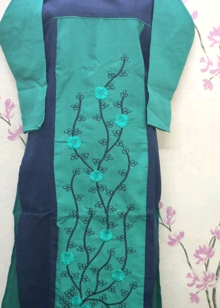 Kurti khadi 1 piece embroidery two shade designNav