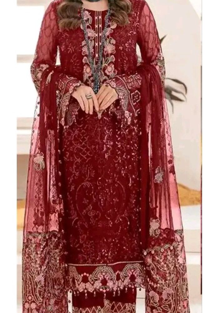 Georgette maroon  Pakistani Salwar Suit Fepic