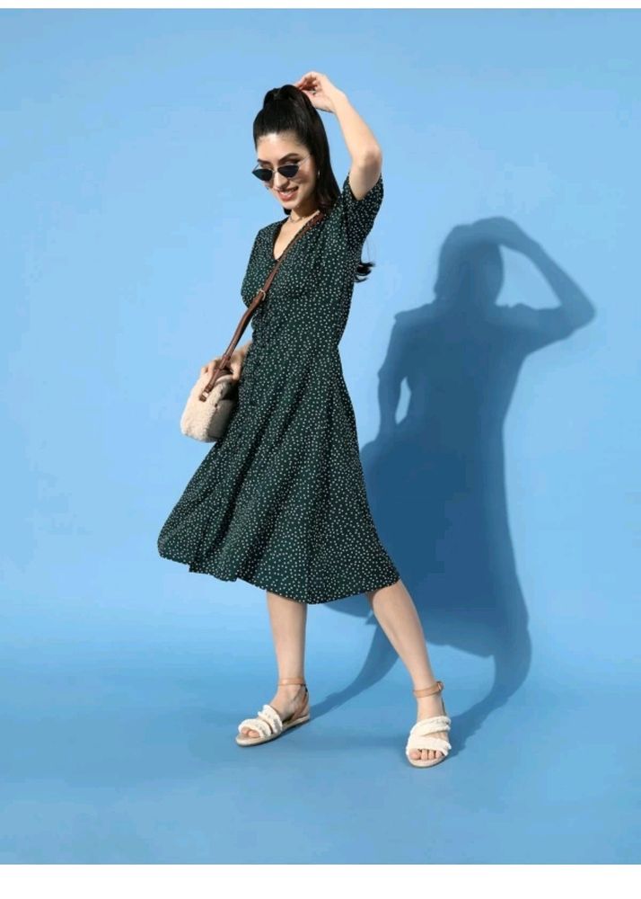 PlusS Green Polka Dot Dress(Women)