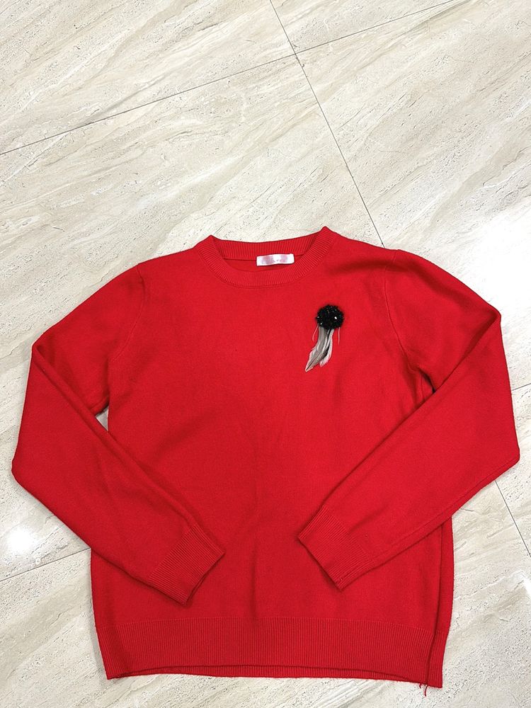 Red Woollen Sweater For Women