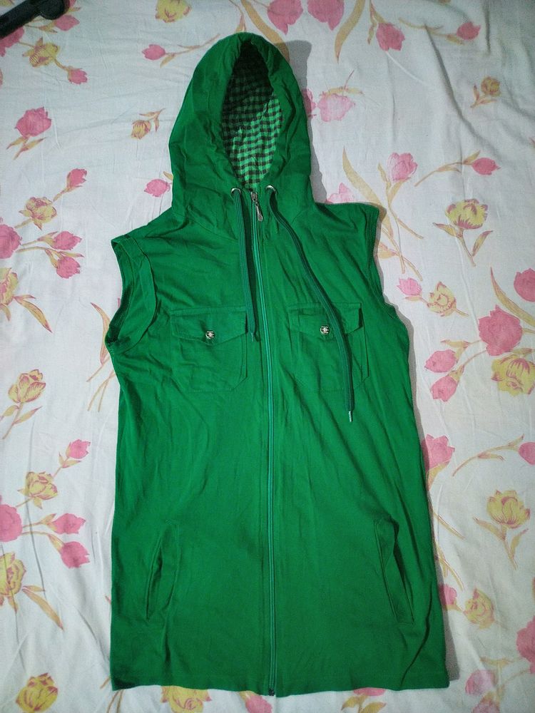 Sleeveless Green Hoodie