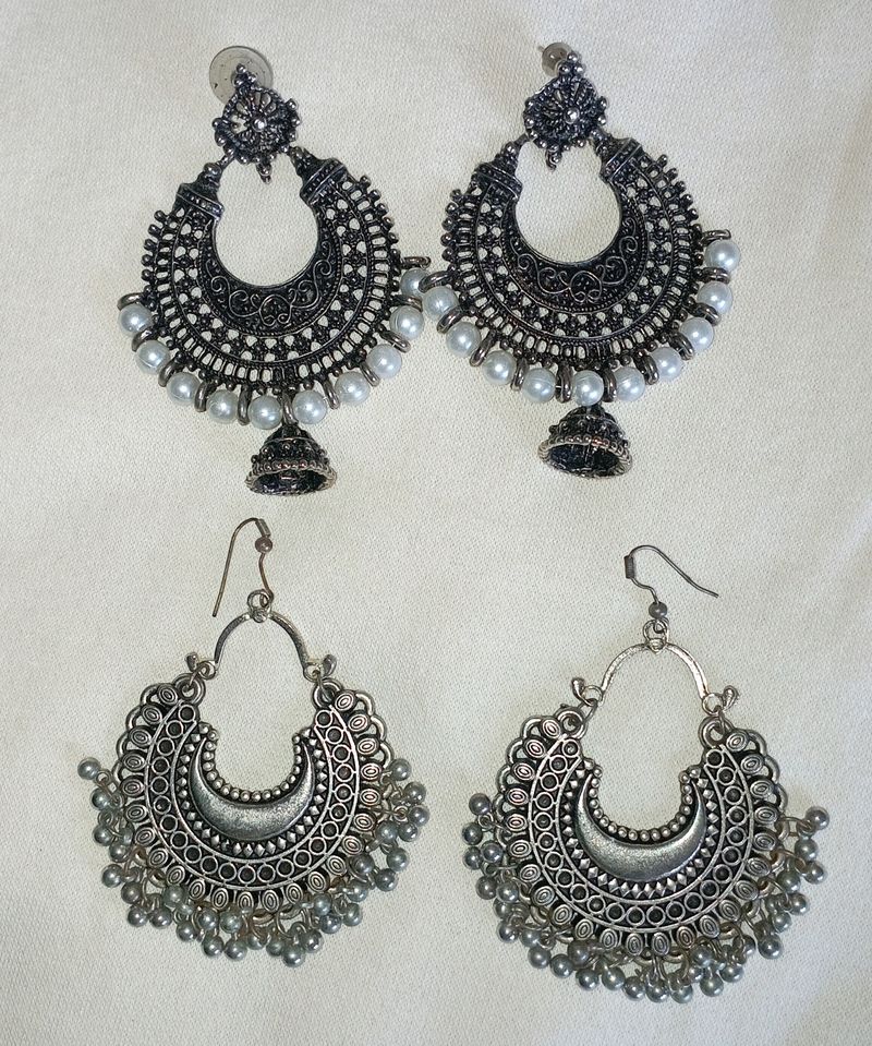 Combo Of Silver Jhumkas.