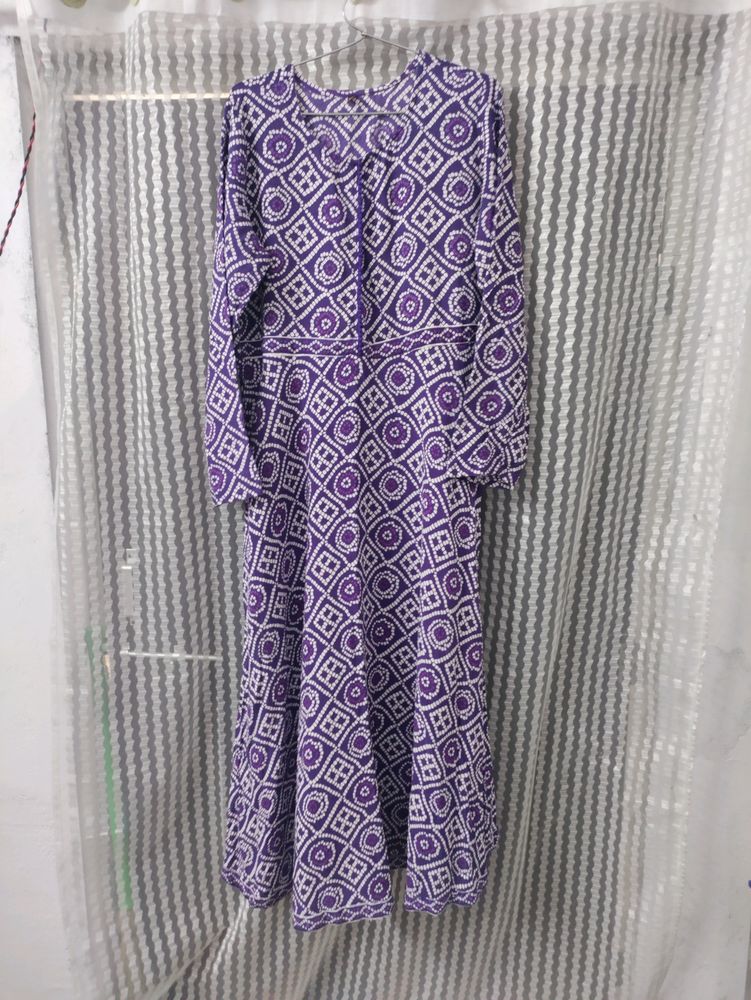 Purple Bandhani Print Kurti