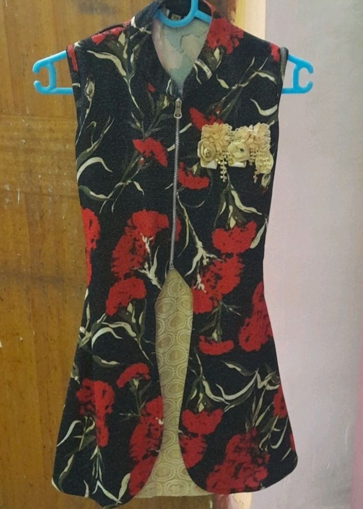 Girls Designer  Kurti With  Attached Shrug