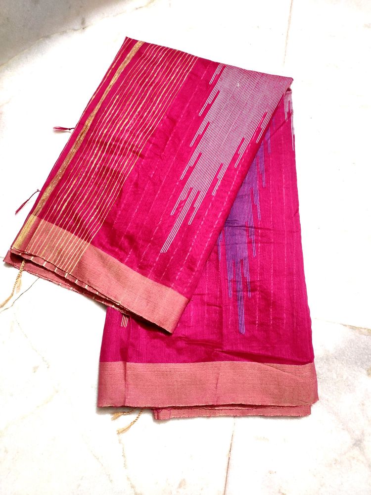 🛑🔥Hot Pink  Handloom Saree ✅🔥⭐