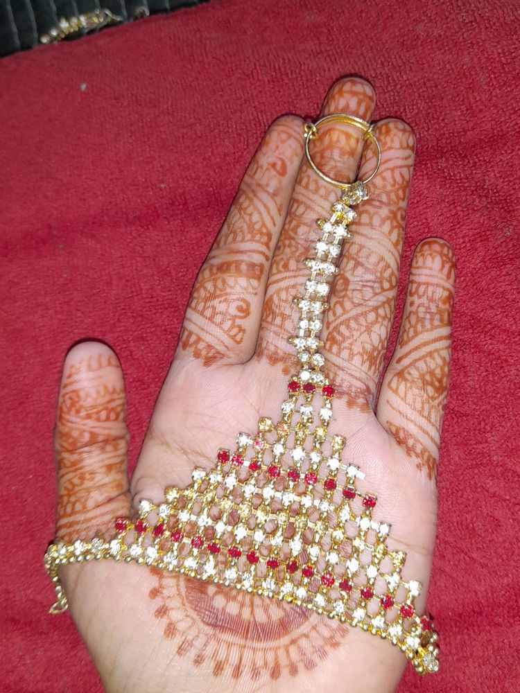 INDIAN WEDDING New Bridal Pair Hath Panja Rhinestone Gold