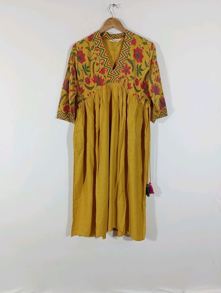 Mustard Yellow Printed Kurta (Women)