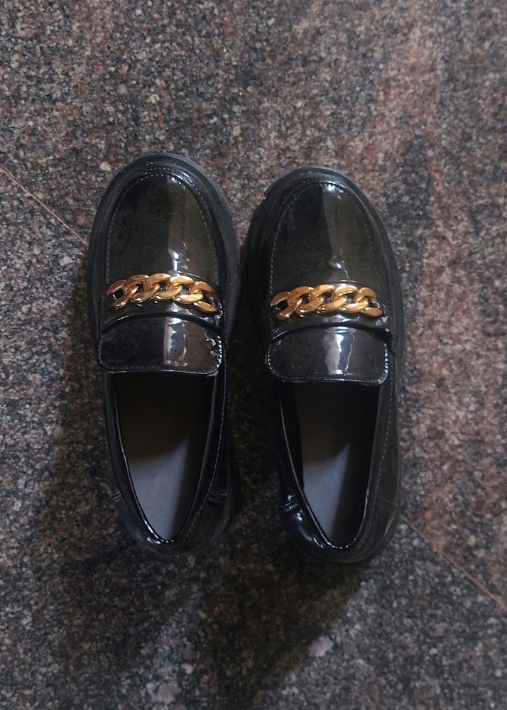 Black Glossy Loafers