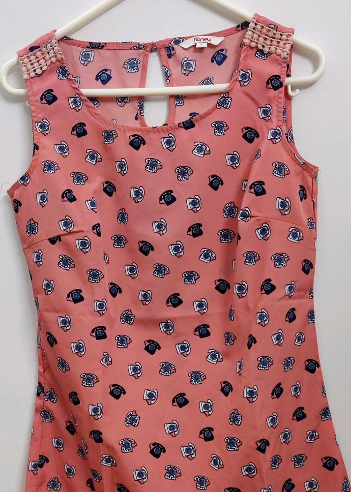 Peach Phone Print Top