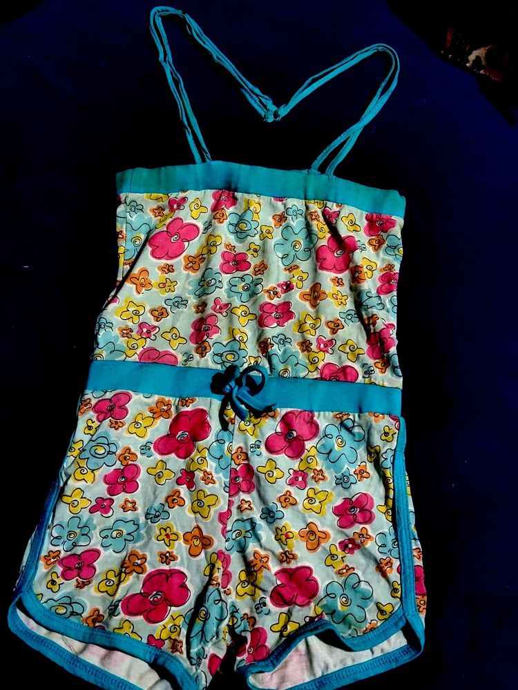 Flower Print Jumpsuit For Kids.