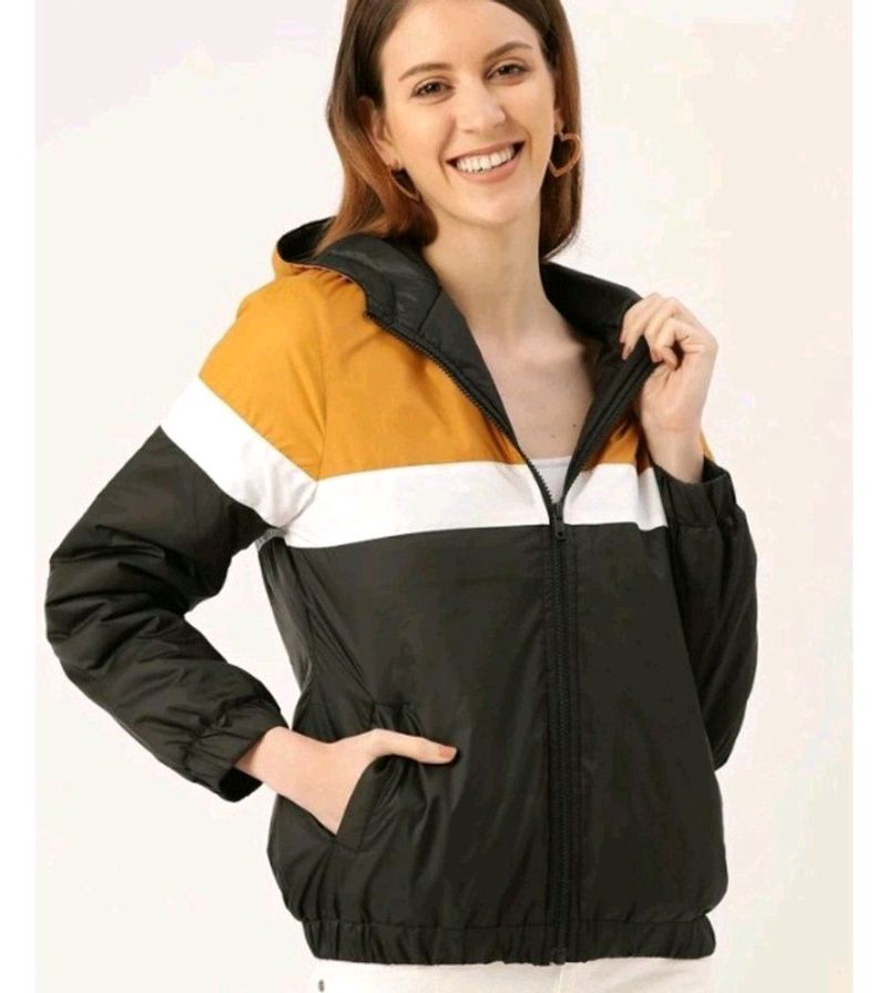 Women Colorblock Bomber Jacket