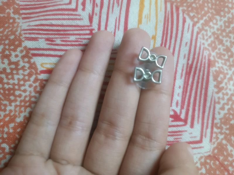 Silver Bow-Tie Stud Earrings