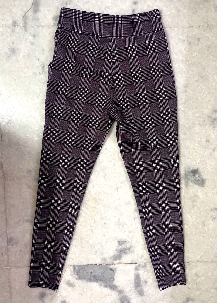 Shein Checkered Pants - Maroon And White