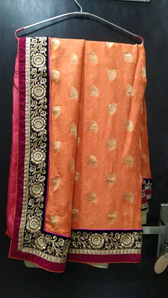 outstanding embroidered and thread work saree....