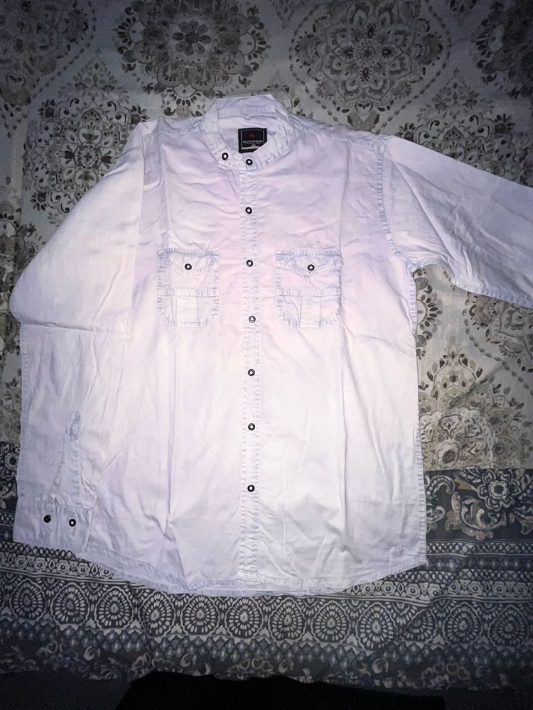 White And Blue Cotton Shirt