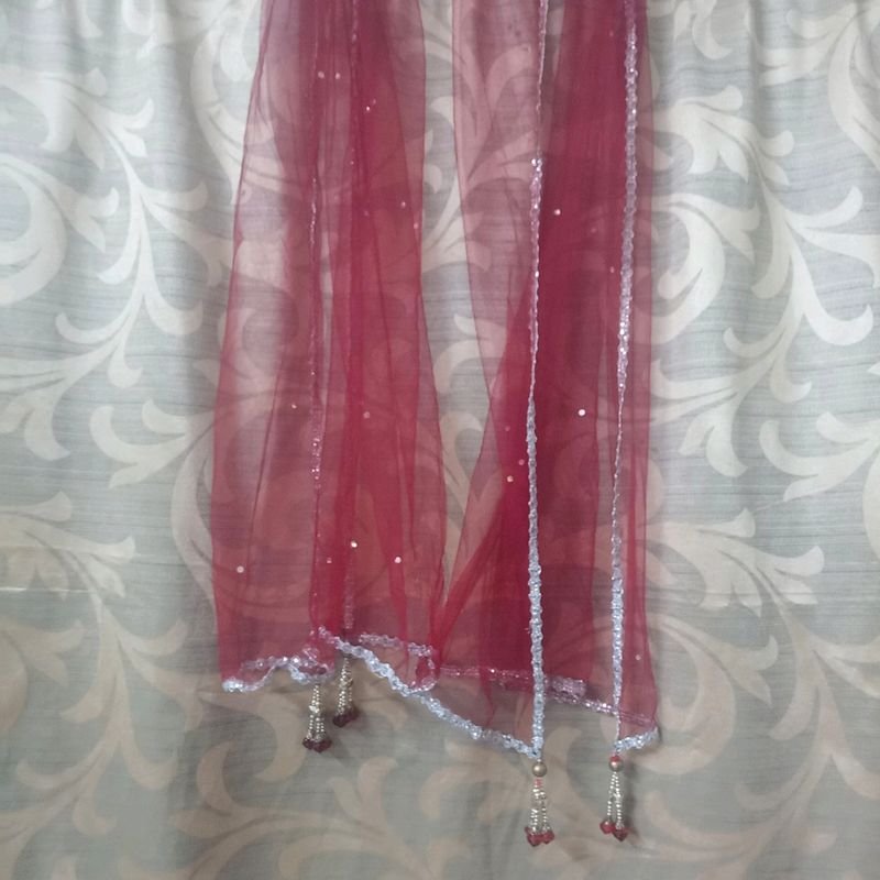 Partywear Dark Red Dupatta