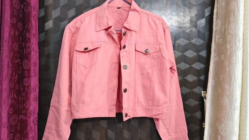 Cute Baby Pink Color Jacket For Women