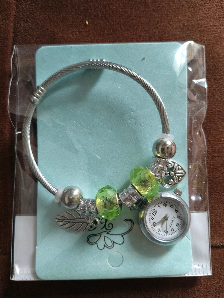 Green Crystal Watch Bracelet