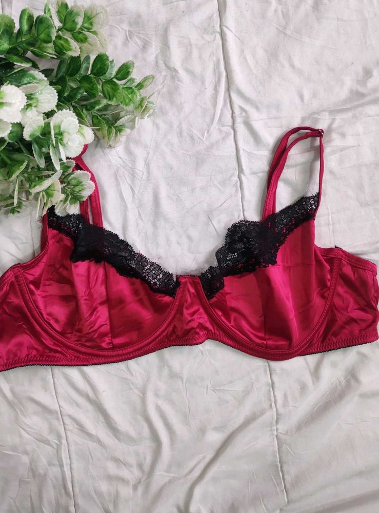 Maroon Satin Bra