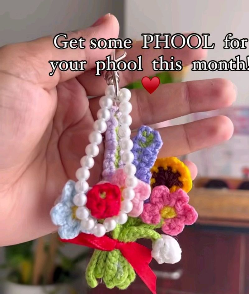 Crochet Mini Flower Phone Charm Or Bagcharm