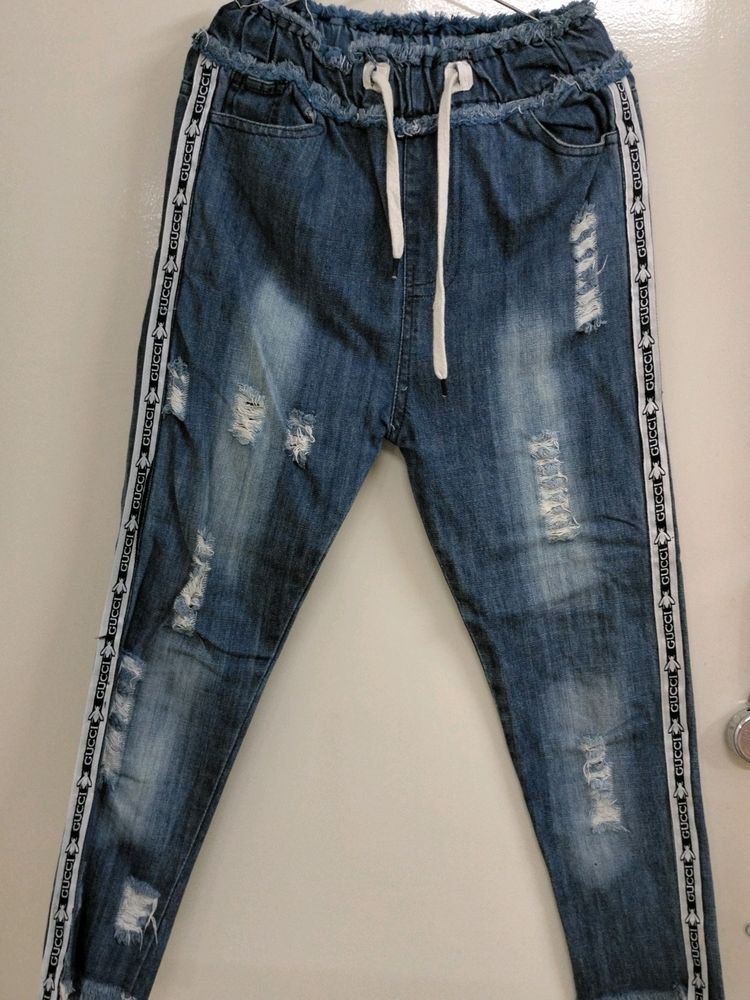 Baggy Fit Denim Jeans, Ripped Stylish