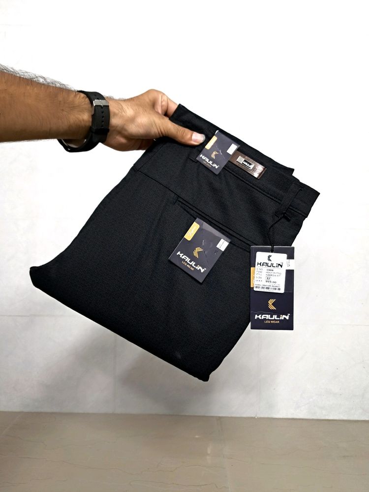 Kaulin 1006 Men's Box Design Black Cotton Trouser