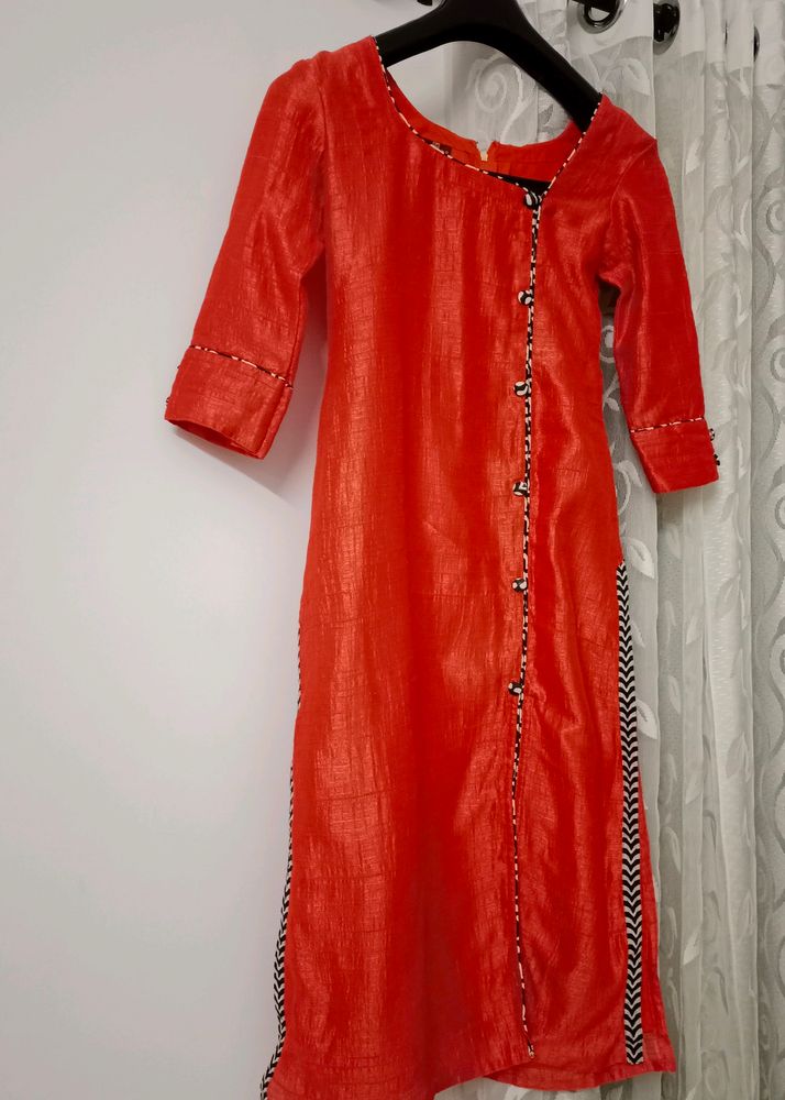 Ladies Kurti  (Orange Colour) Size - Small