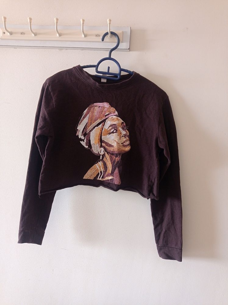 Brown Crop Sweetshirt