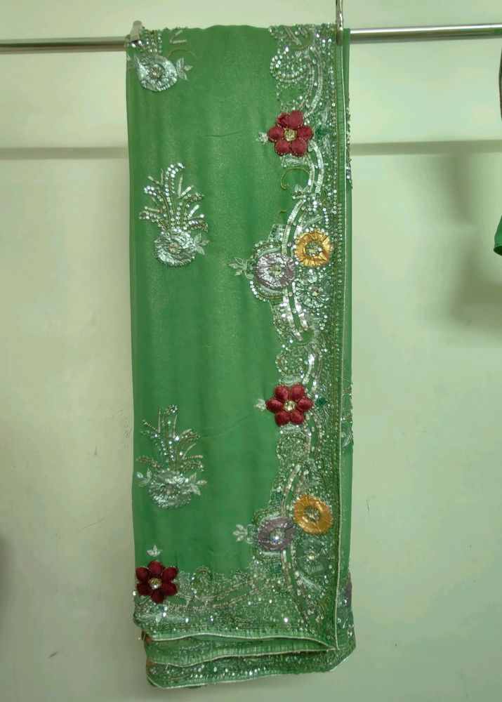 Festive Green Reception Saree