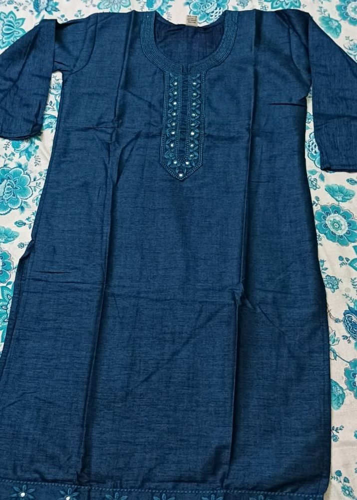 Straight Dark Blue Kurti