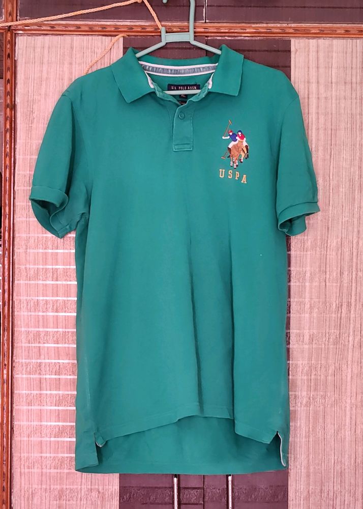 Green US POLO men's Collared T-shirt