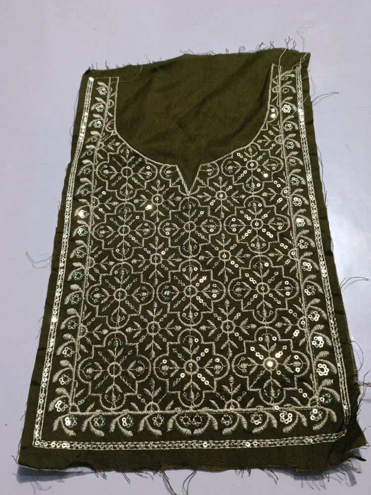 Neck Embroidery Patch Mehendi Green Golden Colour