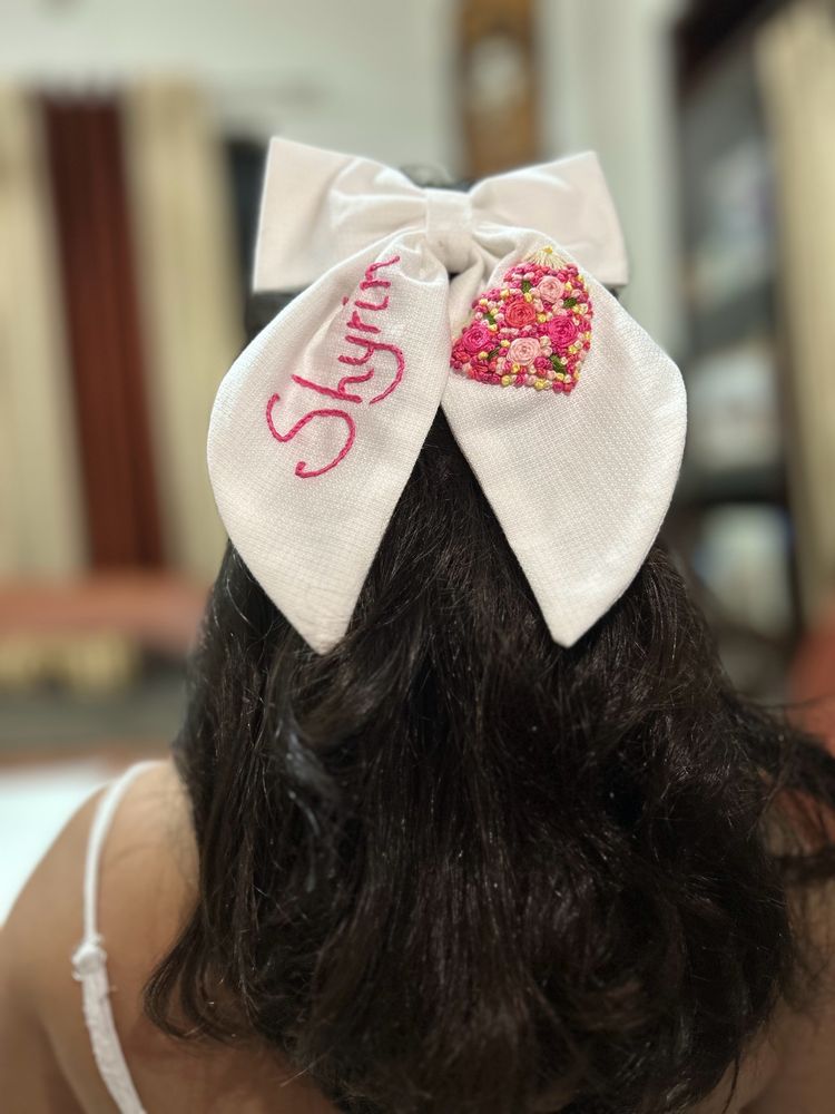 Name Embroidered Bow Pin