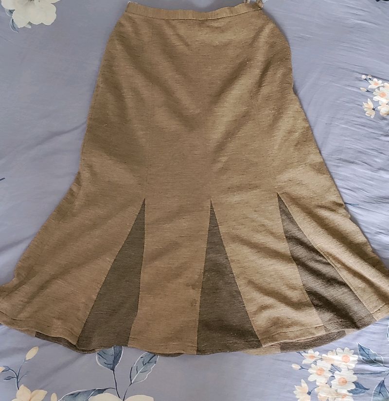 Khaki Flared Skirt